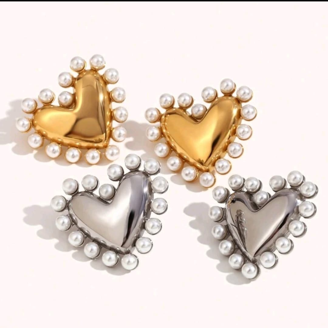 ARETES CORAZON PERLADO